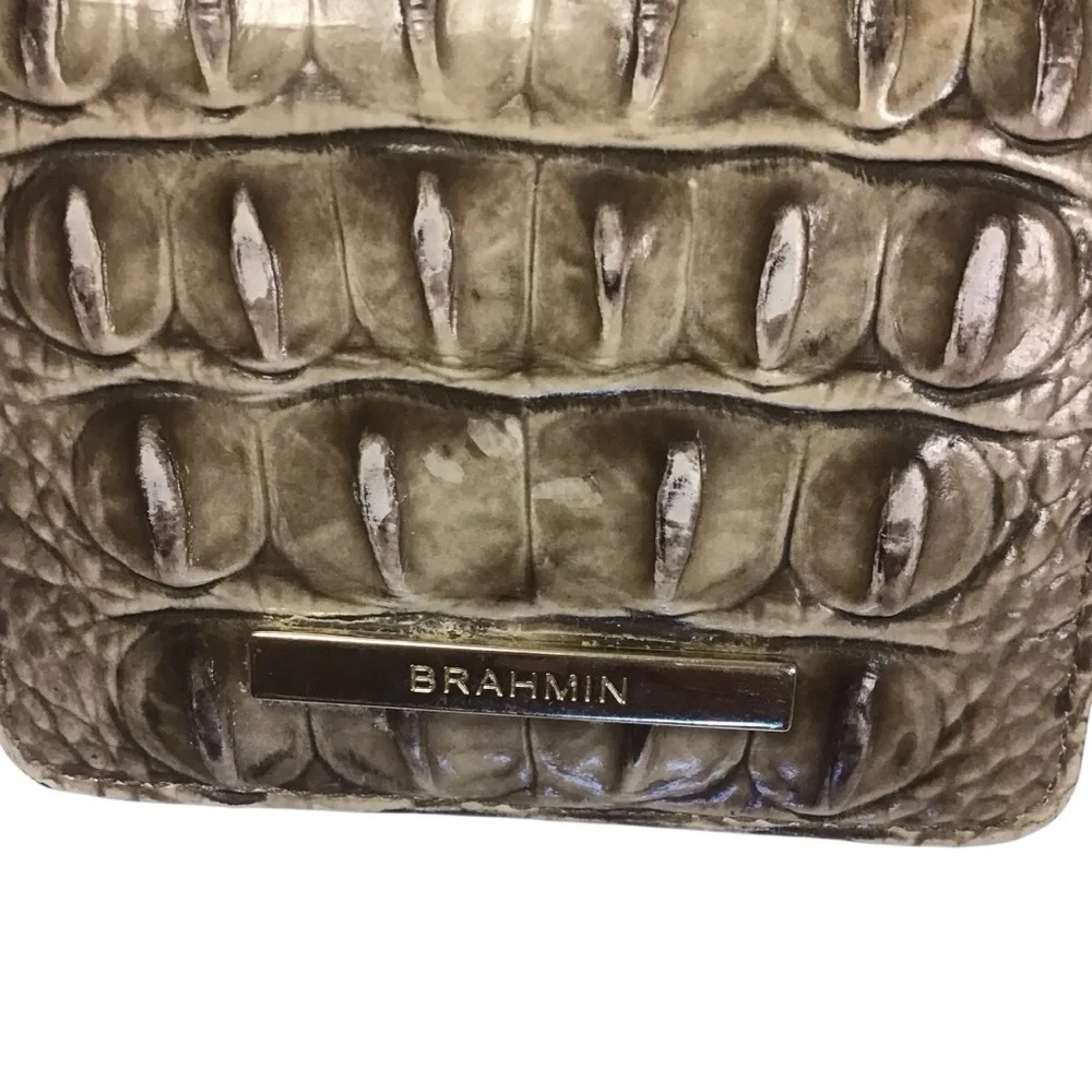 Brahmin Mini Key Brown Collodi Melbourne Genuine Leather Bi Fold Mini Wallet ID - Picture 4 of 12